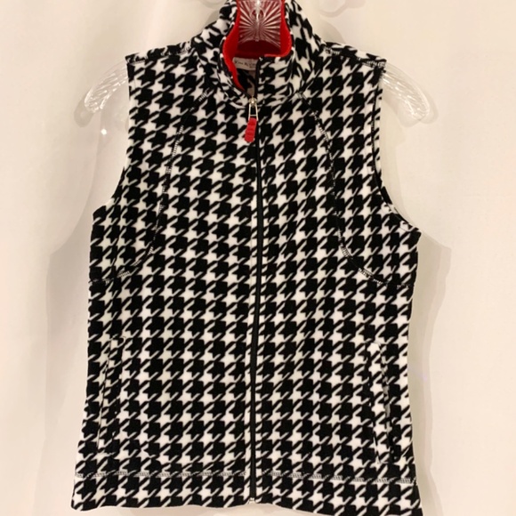 Kim Rogers Black/White Houndstooth Fleece Vest - Picture 2 of 6